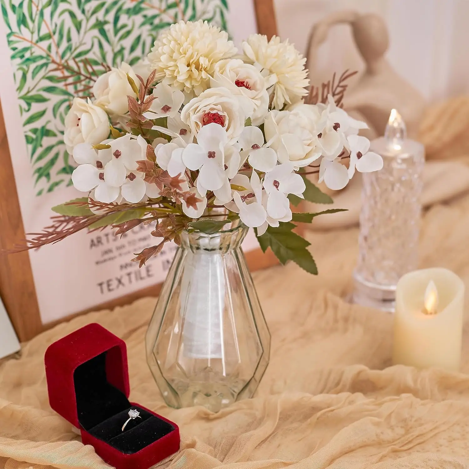 1/4 Stück Seidenrosen Künstliche Blumen für Hochzeit, Heim, Festival, Dekoration, Brautstrauß, Basteln, Scrapbook, Kranz, DIY, Fotografie-Requisite, Box – Detail 1