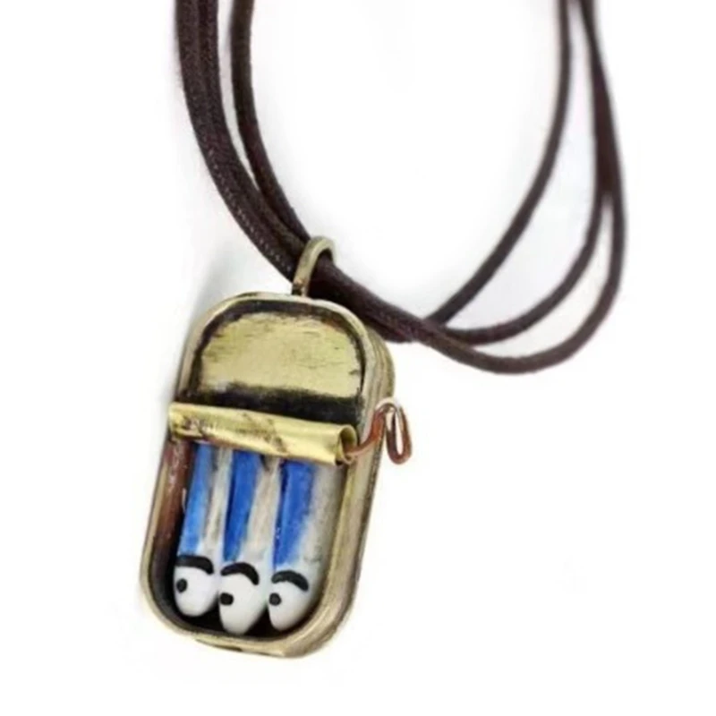 91AC Retro Sardine Can Charm Necklace Pendant For Home Decoration And Cafe Ambiances