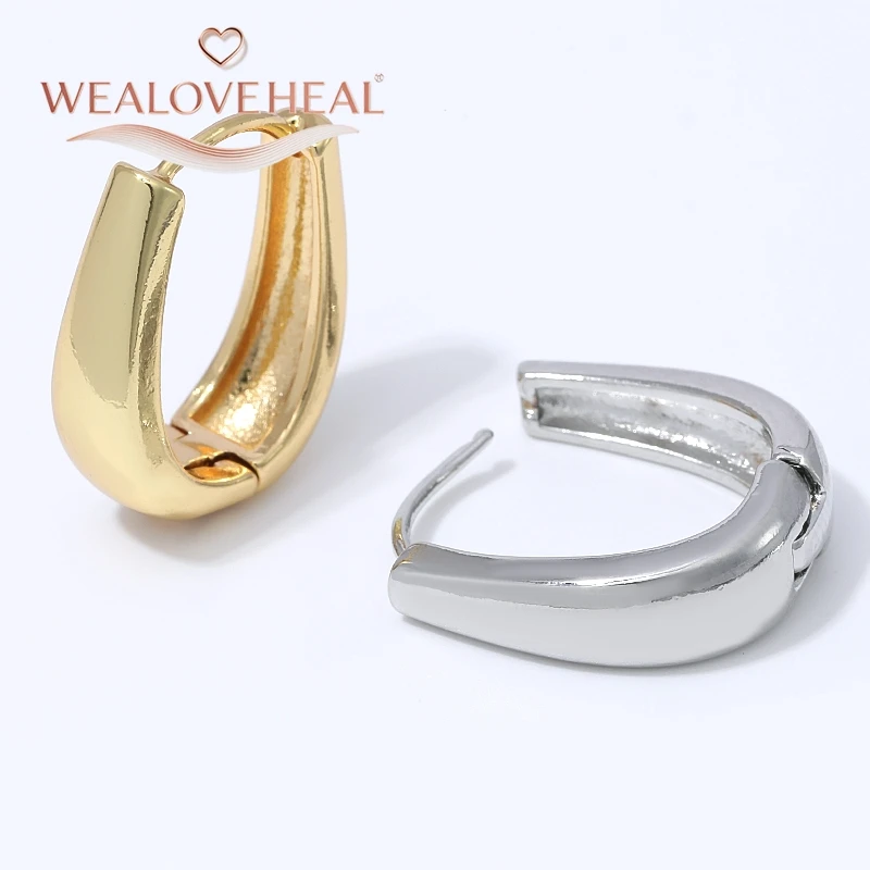 18K vergoldete Messing-Ohrringe in geometrischer Tropfenform für Damen, U-förmige Creolen, Modeschmuck, minimalistisch für den Alltag. – Detail 18