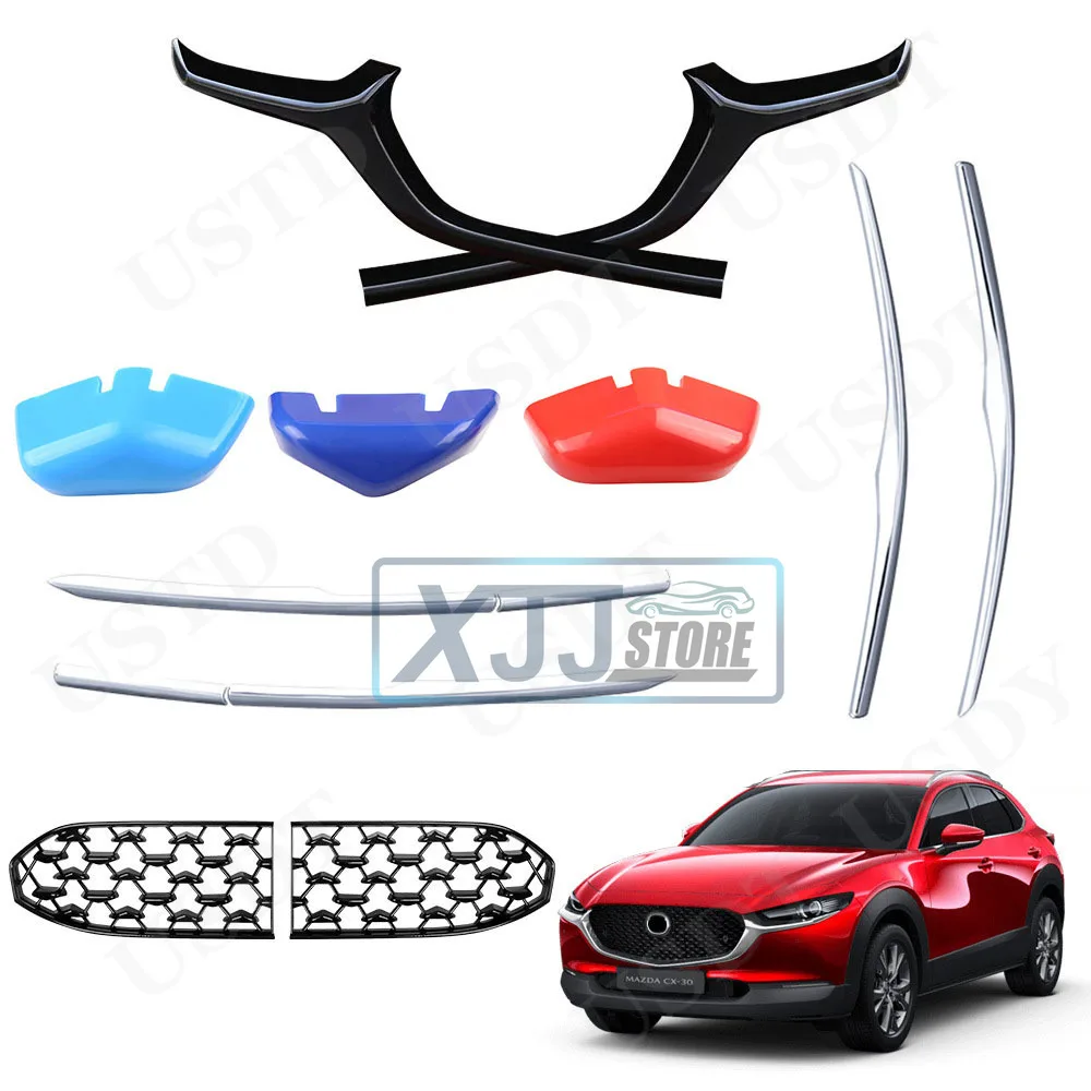 

Подходит для MAZDA CX30 CX-30 2020 2021 2022 2023 2024 2025, полоса боковой решетки, украшение на переднюю решетку, креативные наклейки