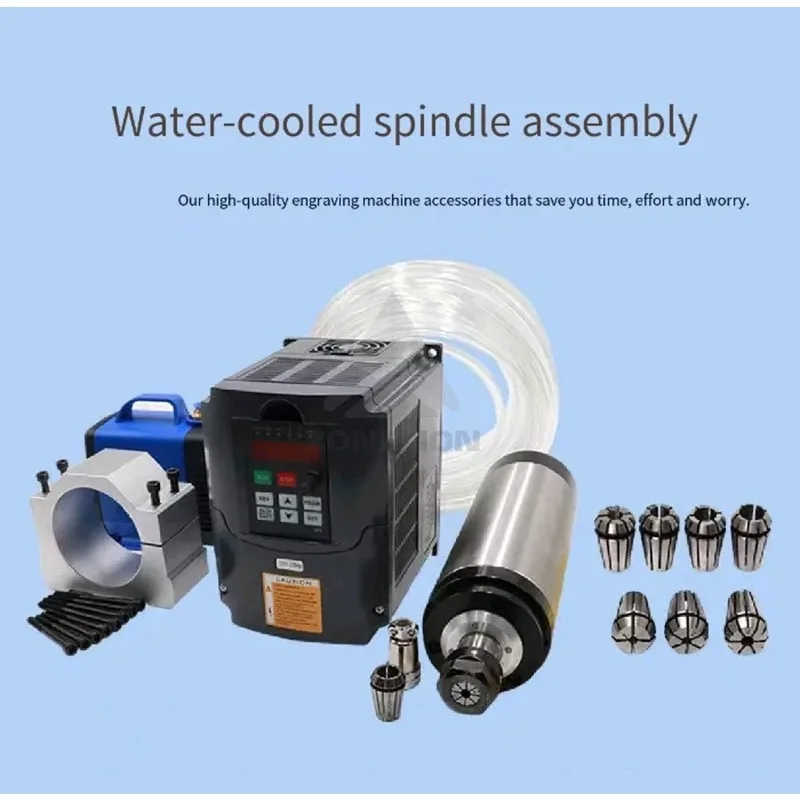 ER25 380V Circular Water Cooling CNC Spindle 220V 5.5KW 24000RPM Lathe Spindle Machine Tool Spindle 7.5KW VFD For Stone