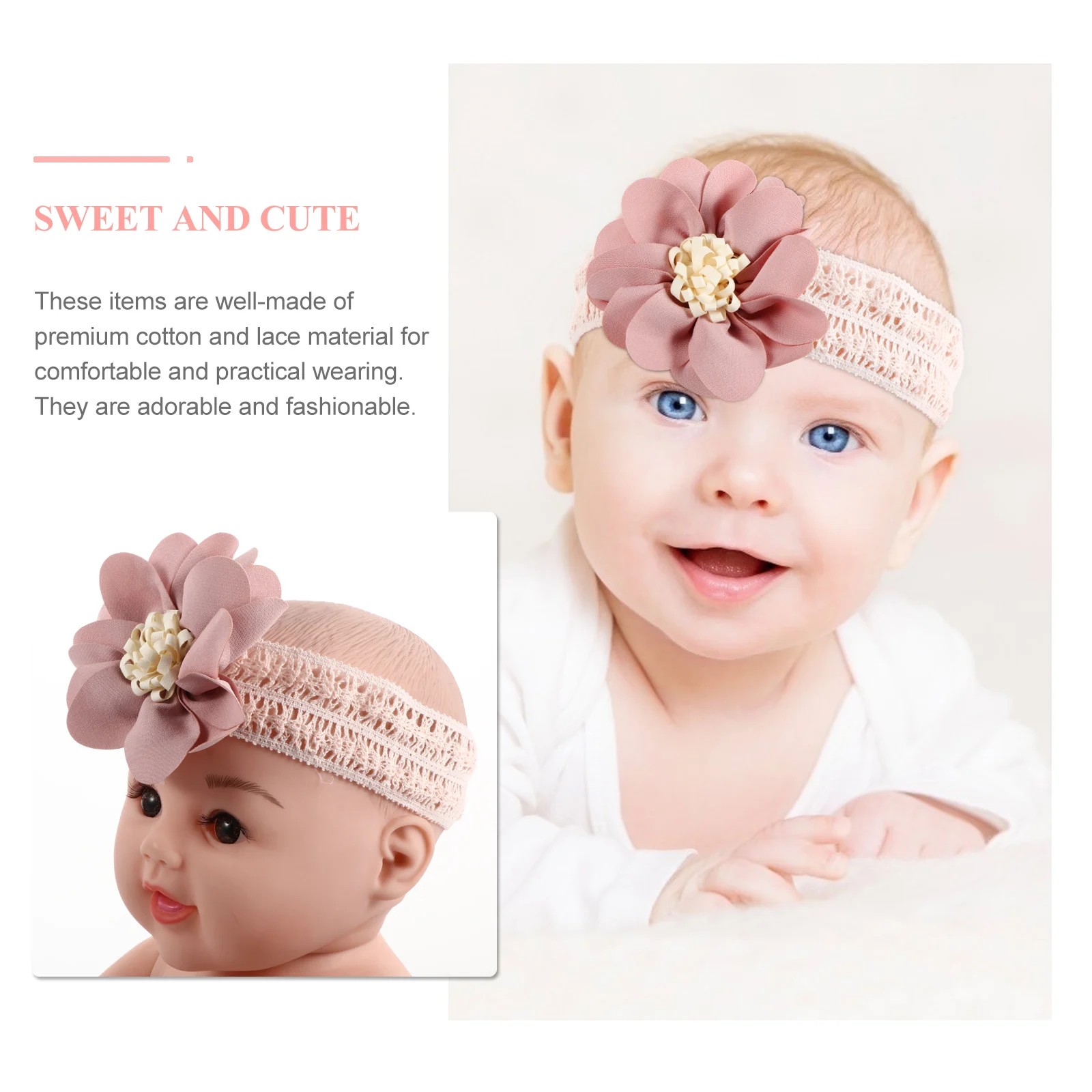 

1Set Baby Socks Headband Set Breathable Comfortable Flower Decoration Elastic Soft Protect Feet Newborn First Month Supplies