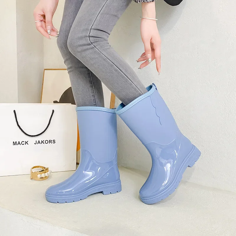 Botas de água para mulher sapatos de chuva moda galochas mulheres botas de borracha à prova dwaterproof água pesca sapato de trabalho calçados botas para lluvia