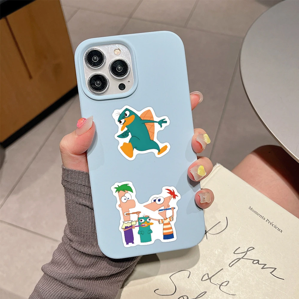 10/30/50 buah stiker Disney Phineas dan Ferb Perry the platylus untuk anak-anak tahan air DIY Laptop ponsel mobil Kawaii Anime Decal