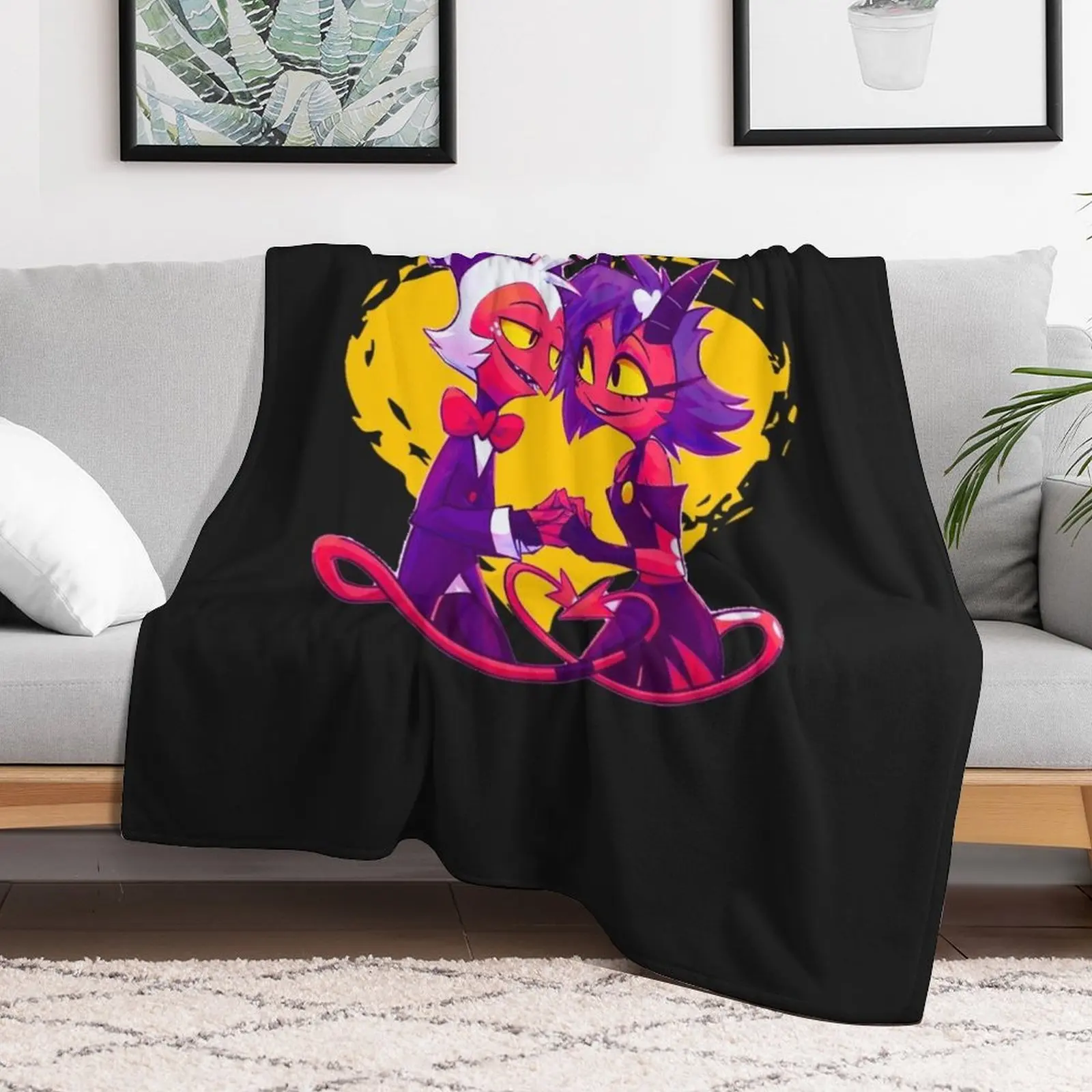 Helluva Boss Millie and Moxxie Throw Blanket Reusable Durable Soft Blanket for All Seasons