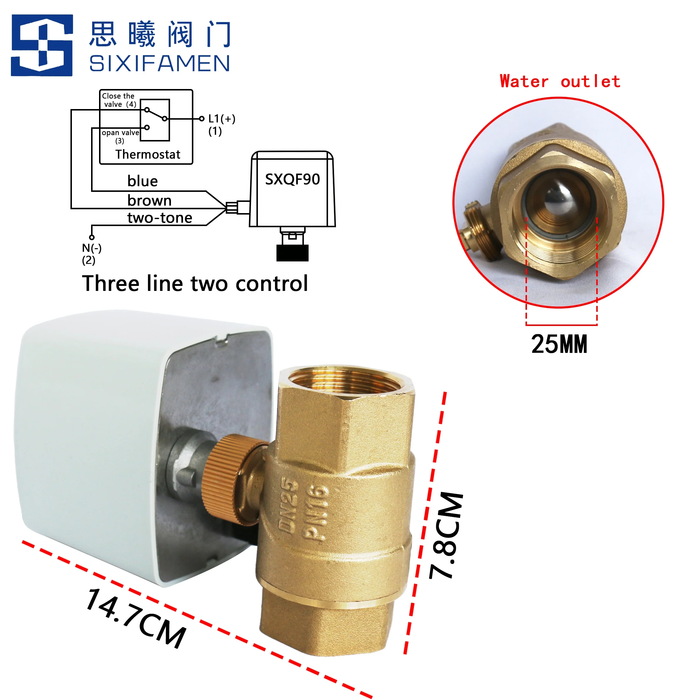 1/2" 3/4" 1" Full Bore Electric Ball Valve, Electric Two-way Valve, Three-wire Control for Various Water Supply Systems