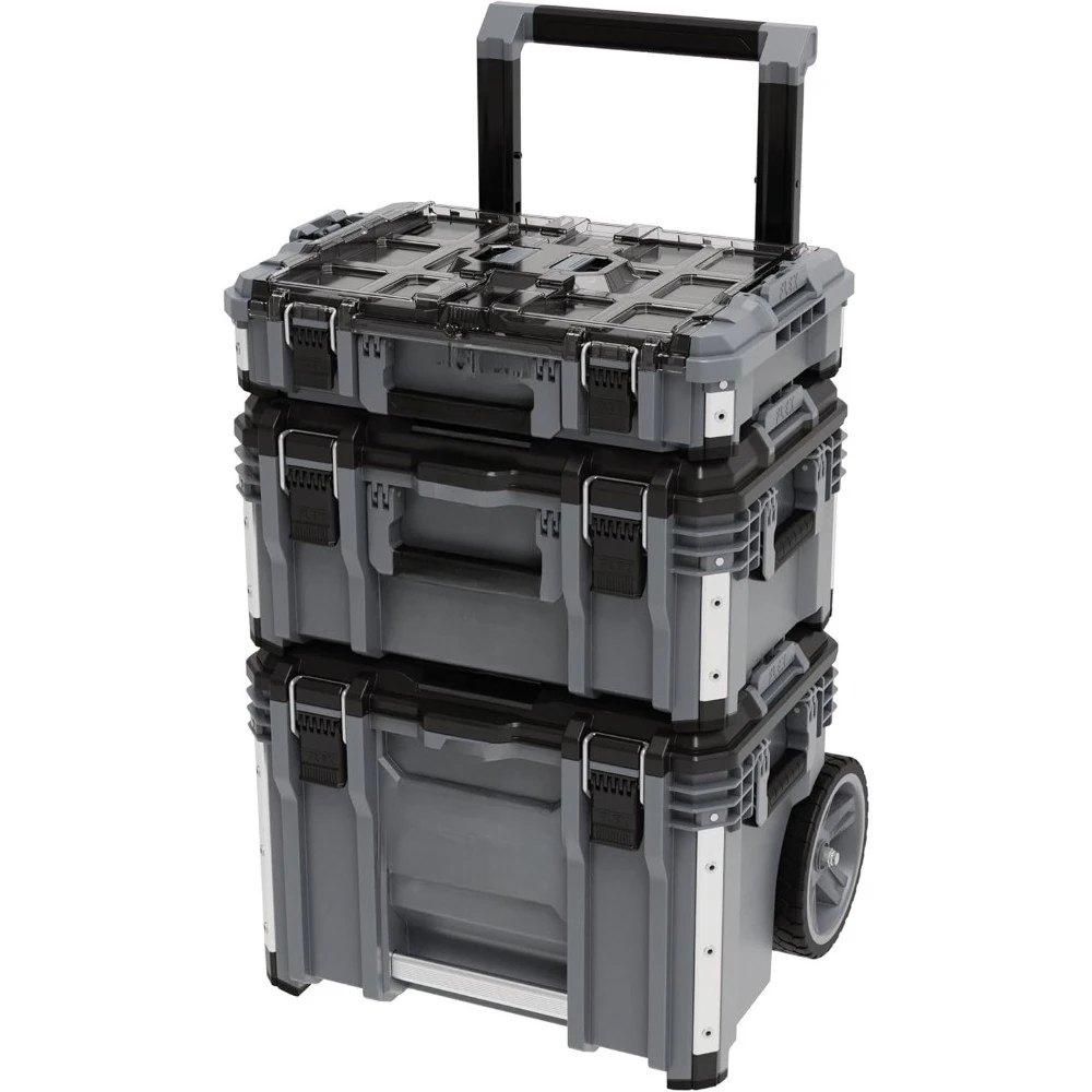 Flex Stack Pack Standard 531461 Transport Case Set Made of Impact-Resistant Plastic, with Quick Connect Fasteners, Tool Case