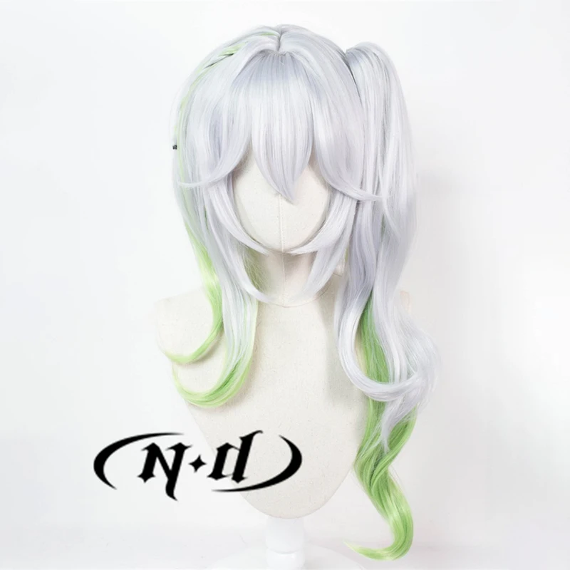 ND Nahida 코스프레 가발 Genshin Impact Lesser Lord Kusanal 헤어 피스 코스프레 헤어 가발 의상 파티 용 내열성 합성