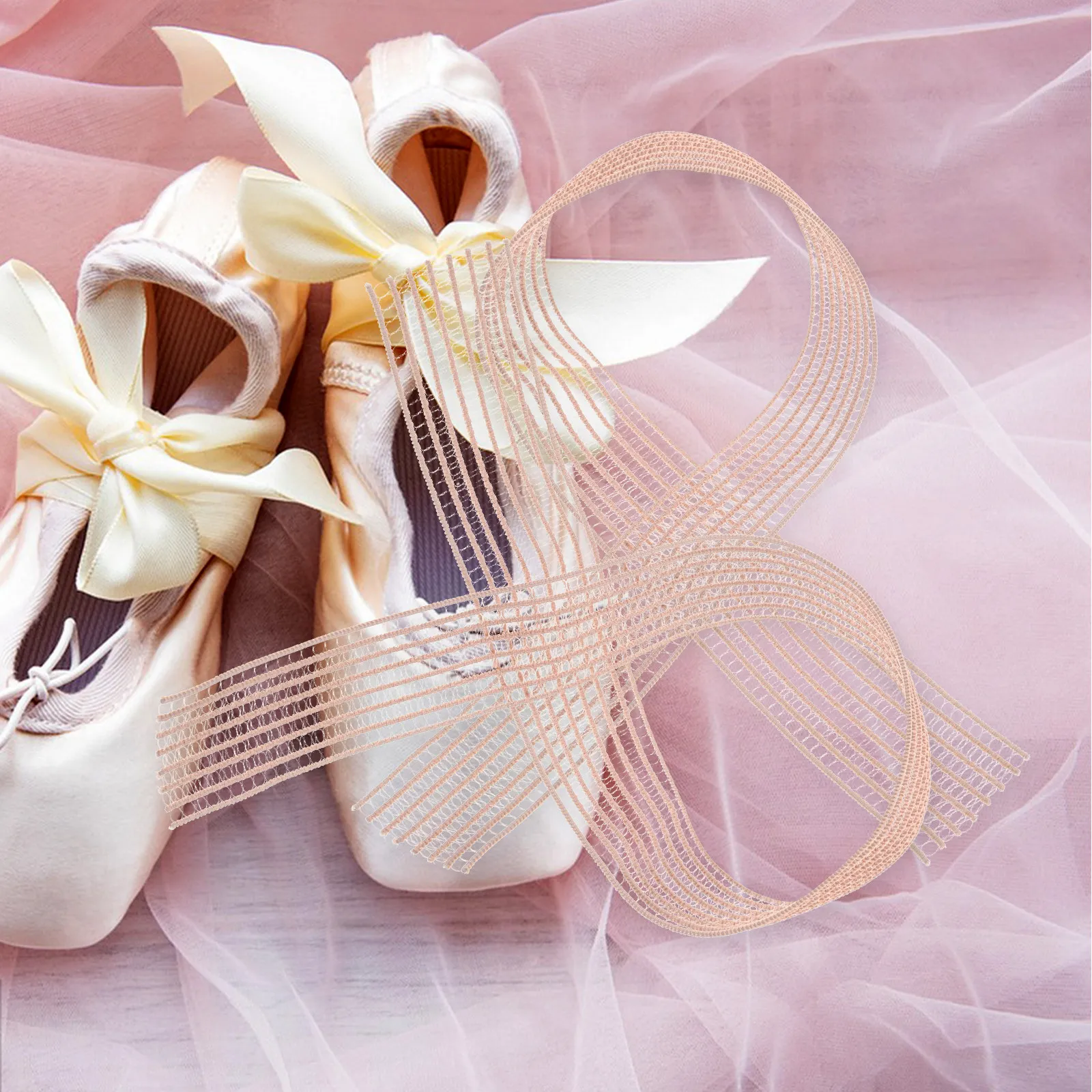 

2Pcs Ballet Shoe Ribbon Roll Invisible Elastic Bands for Pointe Shoes Secure Snug Fit Stretch Ribbon Ballet Accessories Modern