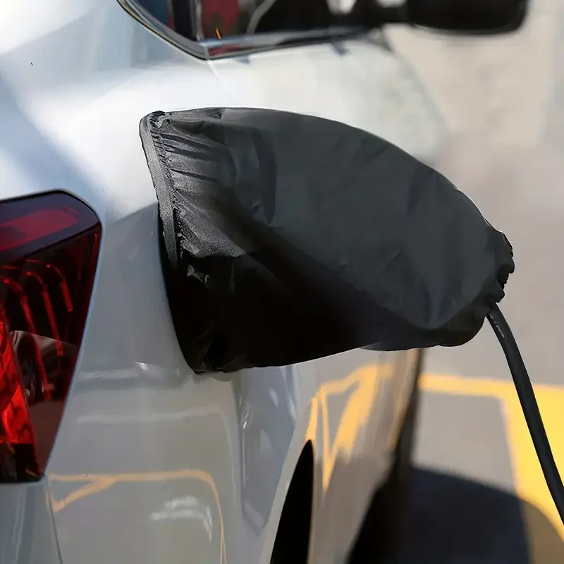

1PC Black Magnetic EV Charger Port Cover Durable Weatherproof UV & Snow Resistant Heat Insulating For Electric Vehicles Parts