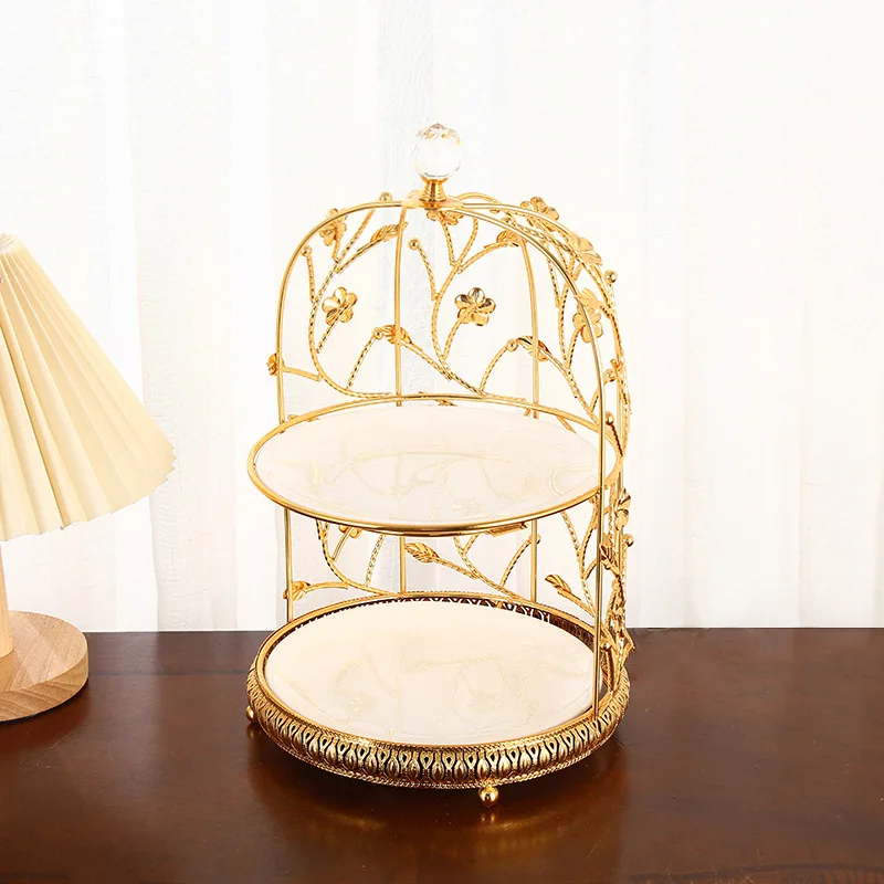 Light luxury coffee table fruit plate ceramic double-layer fruit rack living room home wedding candy storage dessert rack