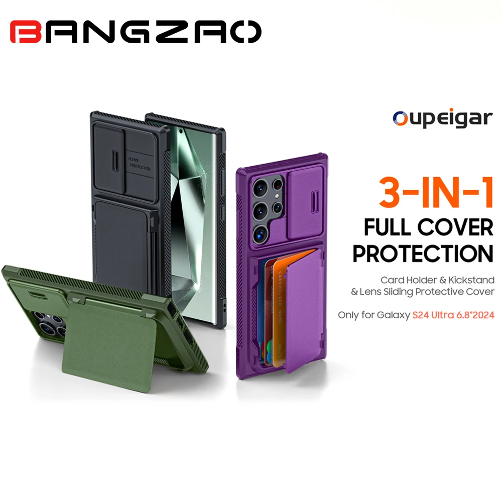 For S24 Ultra TPU Full Coverage Protection Anti-Slip Matte Shockproof Wallet Phone Case Comes With Card Holder Camera Case Stand