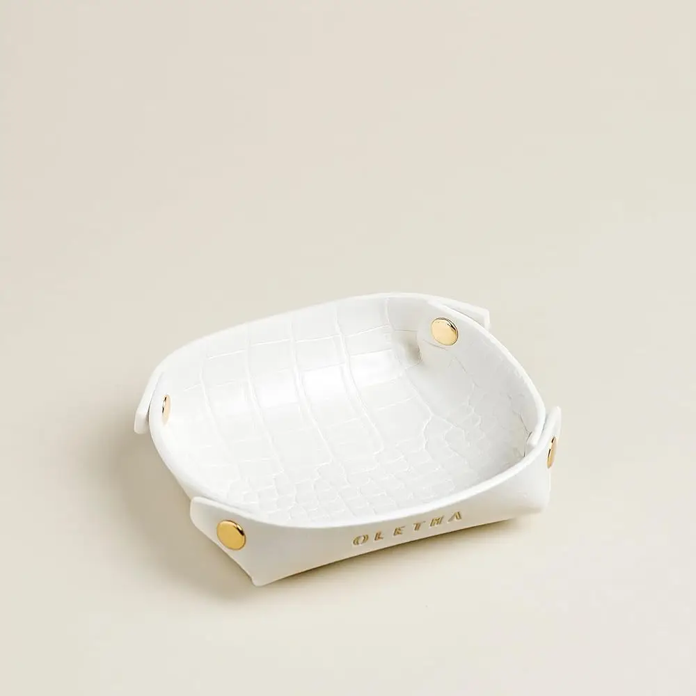 

Набор из 2-х маленьких подставок для украшений - Эстетичная дорожная тарелочка для мелочей, держатель для колец и сережек - Белый