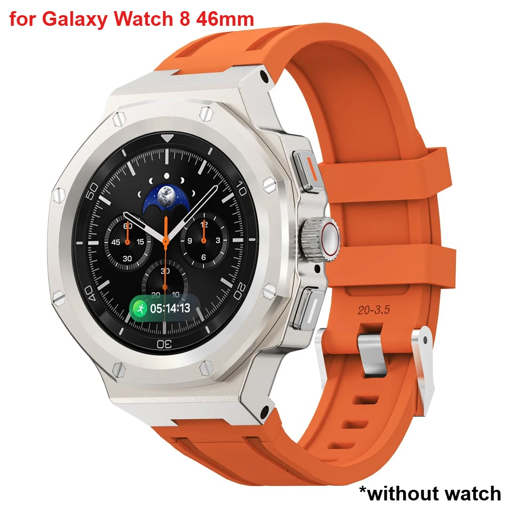 Luxe Mod Kit Voor Samsung Galaxy Horloge 8/8 Classic 40/44/46mm Legering Metalen behuizing Siliconen Band Volledige Cover Bescherming Band Set