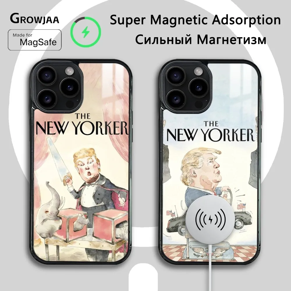 Funny T-TrumP Painting Phone Case For iPhone 16 15 14 13 12 11 Pro Max Plus Mini Magsafe Mirror Wireless Magnetic Cover