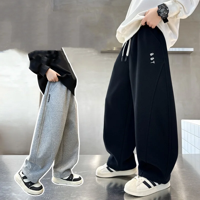 

2025 Item Baby Boy Pants Age4-14Y Tween Boy Utility Pants Teenage Child Autumn Bottom Toddler Casual Fashion Long Pants Trousers