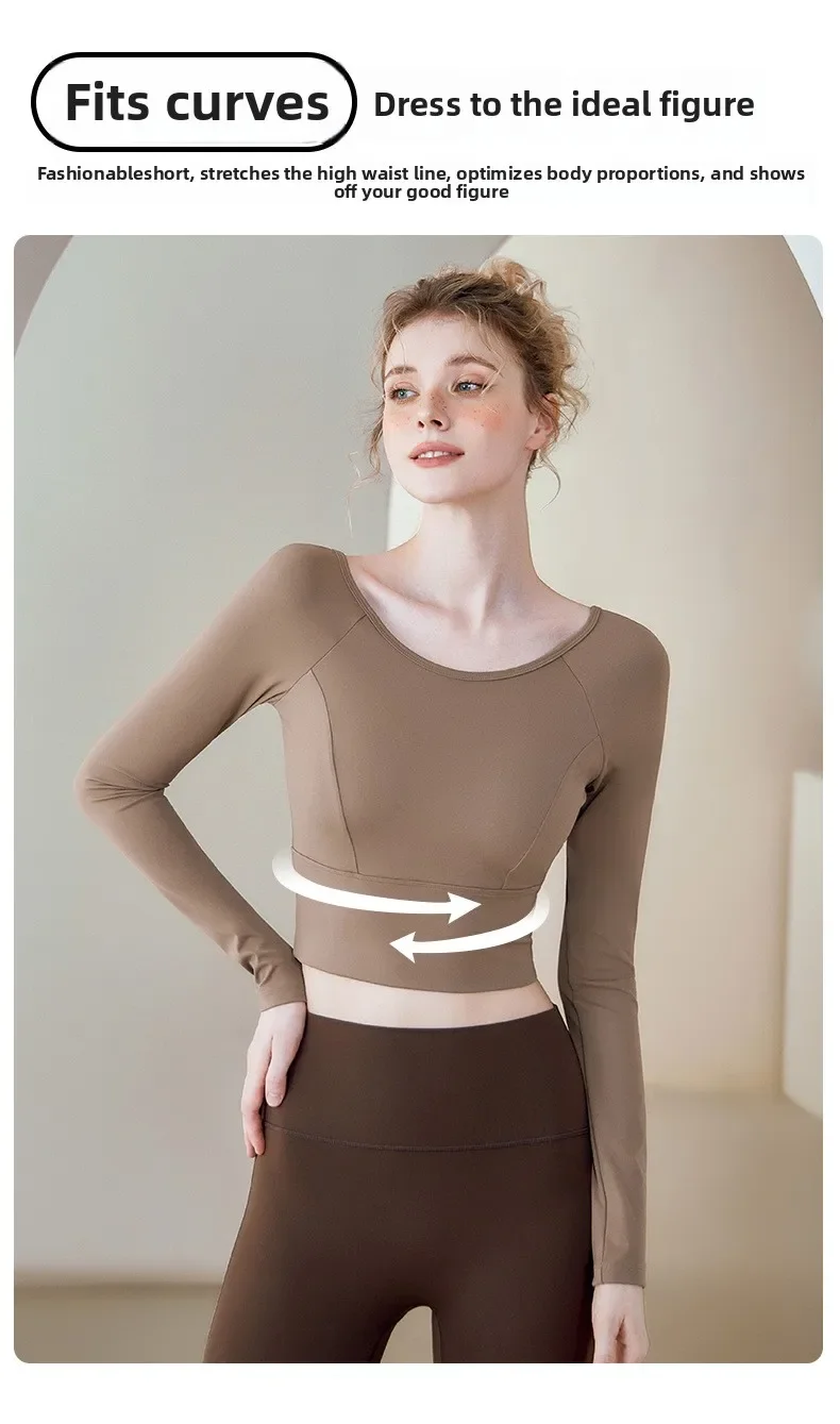 Atmungsaktives Mesh-Langarmshirt für Damen, Yoga-Fitness-Oberteil mit schönem Rückendesign, schnelltrocknend, ideal für Yoga-Shirts – Detail 2