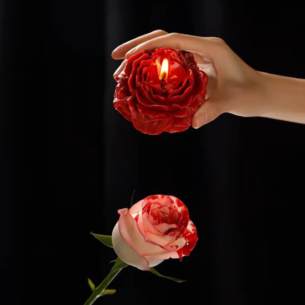 Low Temperature Candles Red Rose Flower Shaped Scented Candles Low Heat Romantic Wax Play Massage Sex Candles for Lovers