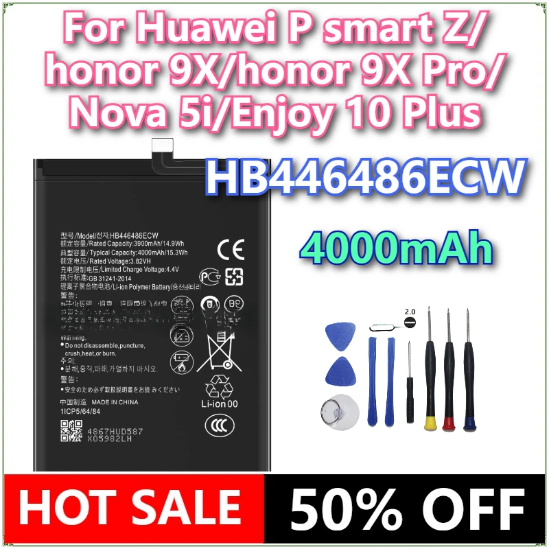 

Brand New HB446486ECW 4000mAh Mobile Phone Battery For Huawei P smart Z/honor 9X/honor 9X Pro/Nova 5i/Enjoy 10 Plus Batteries