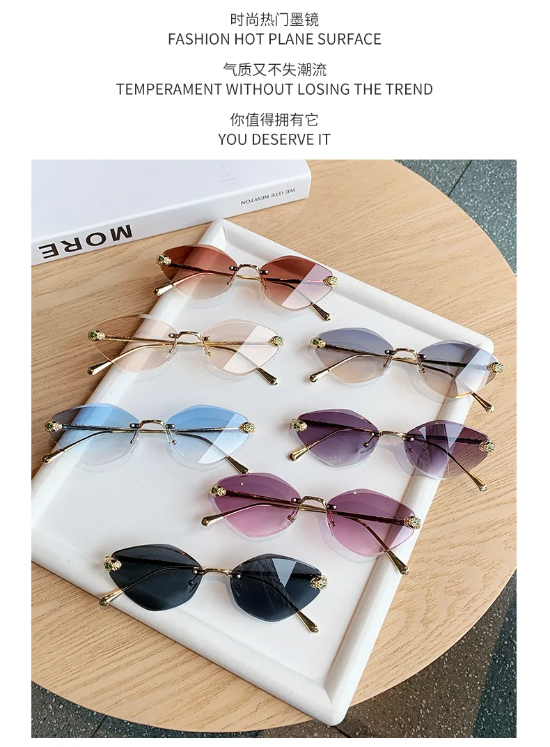 2026 New Rimless Cut Edge Oval Metal Sunglasses Vintage UV400 Anti UV Shades for Travel Unisex