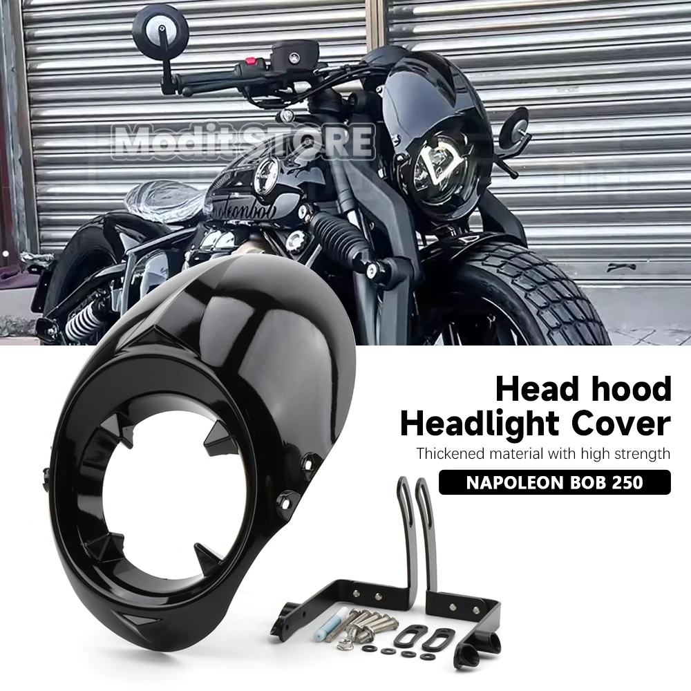 Image of Für Benda Napoleon Bob 250 Napoleon125 Motorrad Retro Scheinwerferabdeckung Windschutzscheibe Frontscheinwerferverkleidung Runde Scheinwerferhaube