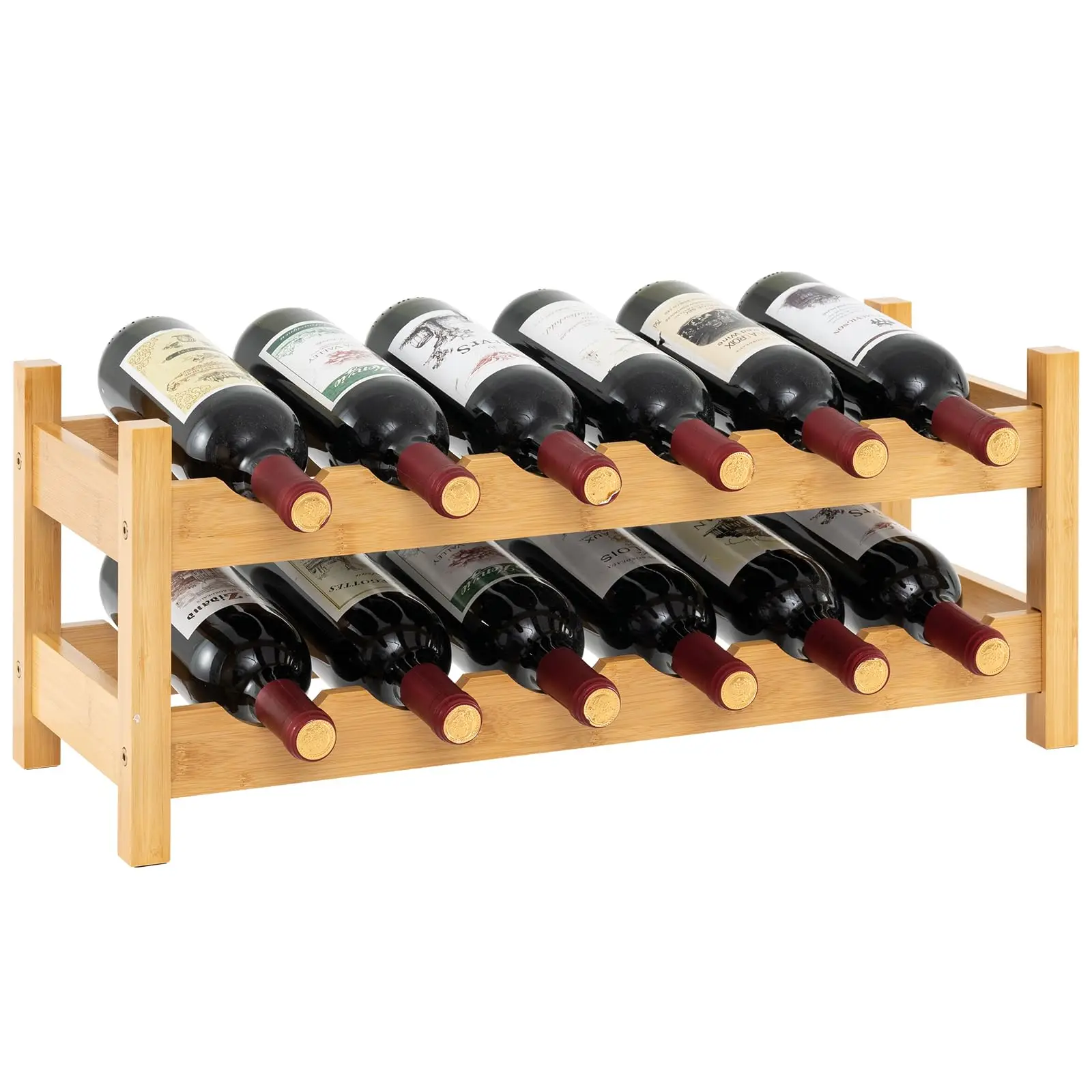 

Natural Bamboo 3-Level Wine Holder For 18 Bottles, Freestanding Countertop Storage Rack For Kitchen Bar Pantry