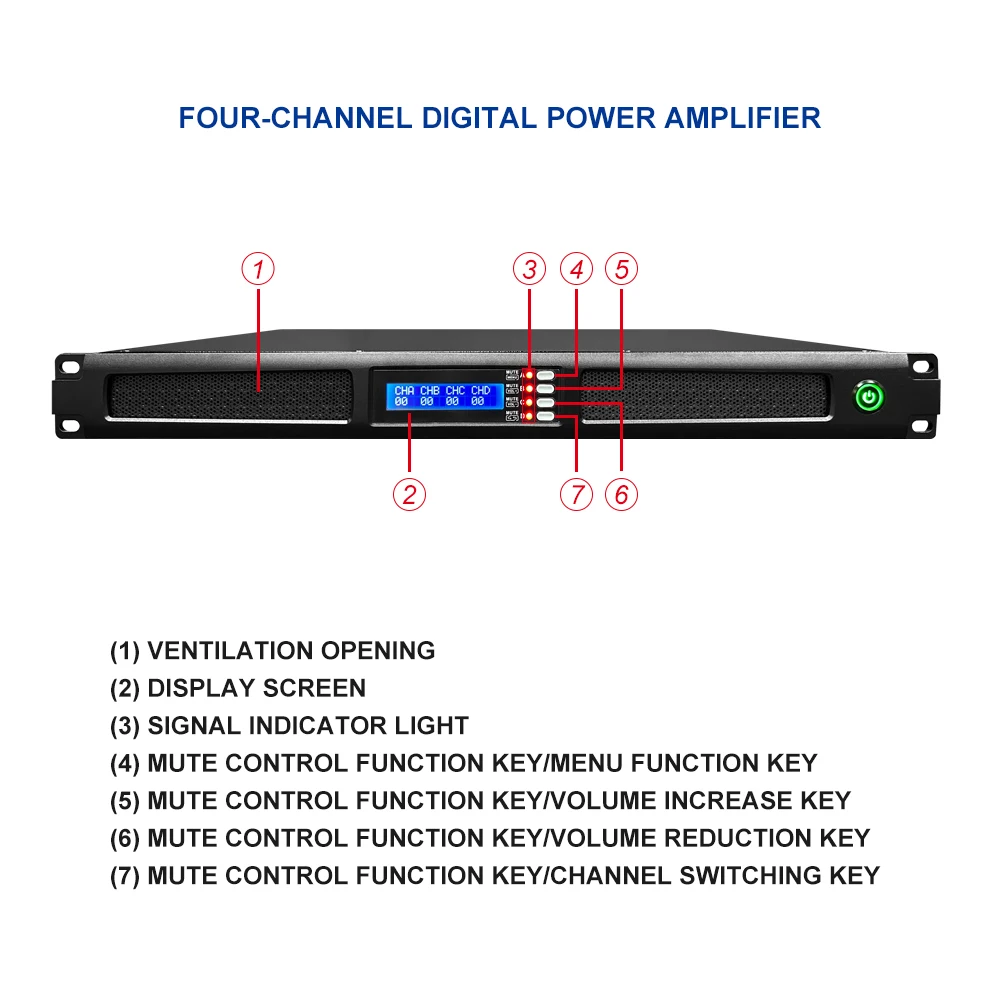 IPALADE M41300Q Professional 4-Channel DSP Power Amplifier 2600W Surround Sound Metal Construction 0.1% THD -112dB SNR 3-Year