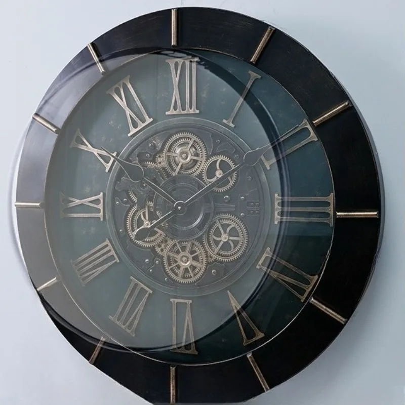Gear Wall Clock Living Room Suspend Clocks Bedroom Retro Circular Mechanical Watches Household Art Silent Decoration Watch