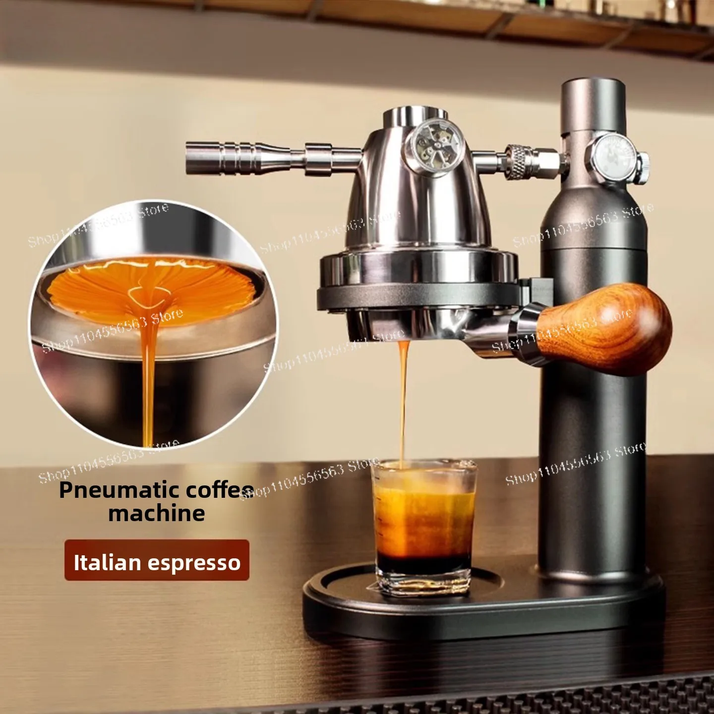 Pneumatic commercial household small portable outdoor camping air pump semi-automatic espresso machine