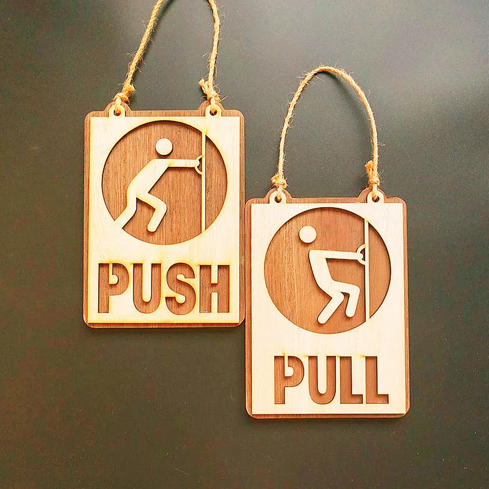 

1 set 1 Set Wooden Push Pull Sign For Glass Door Rustic Hanging Store Sign Plaque Decorative Door Indicator Shop Office Entrance