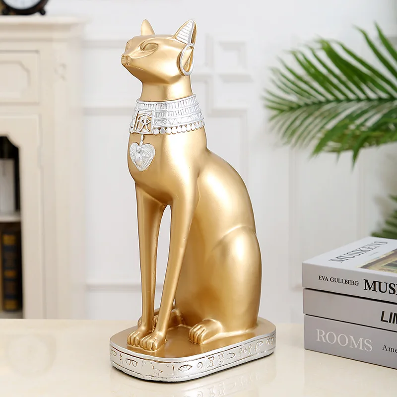 

Scandinavian Light Luxury Gold White Egyptian Cat God Best Ornaments Home Bedroom Entrance Crafts Living Room Decorative Gifts