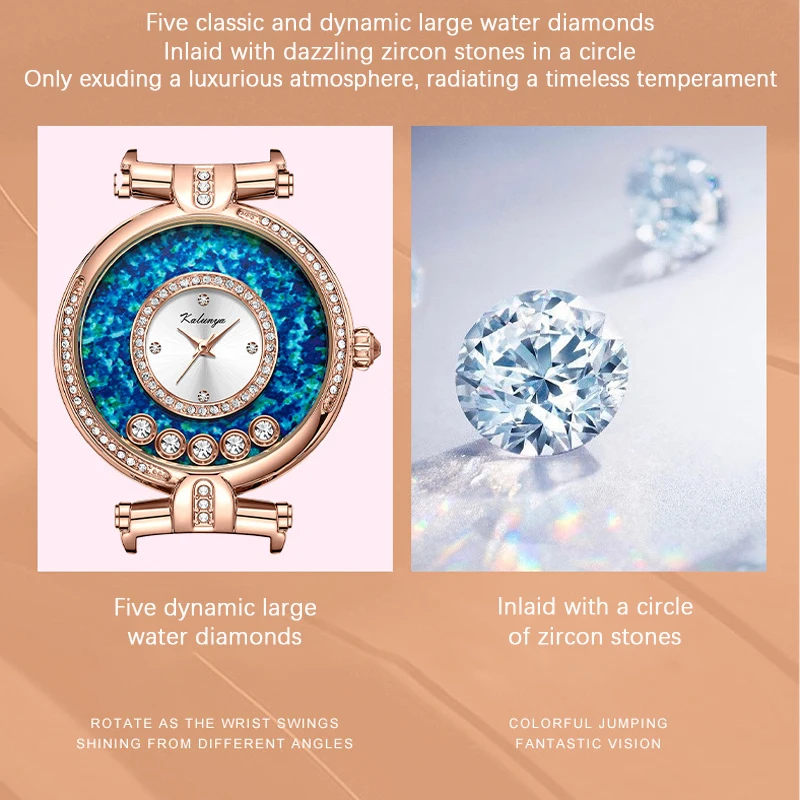 Orologio al quarzo alla moda da donna serie Rose cinturino in pelle impermeabile di alta qualità