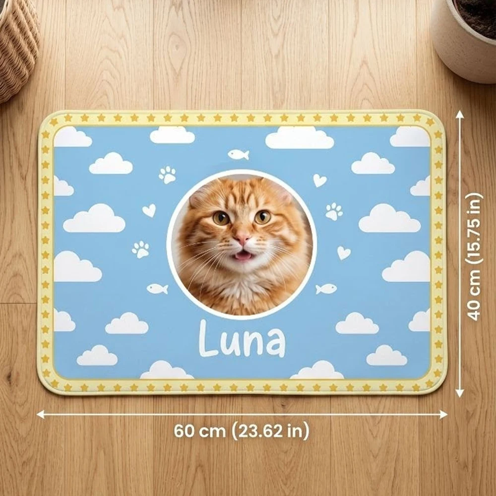 Personalized Custom Pet Feeding Mat,Custom Photo & Text,Easy Rinse Design,Gift For Pet Lovers,Holiday Present,Pet Dining Corner