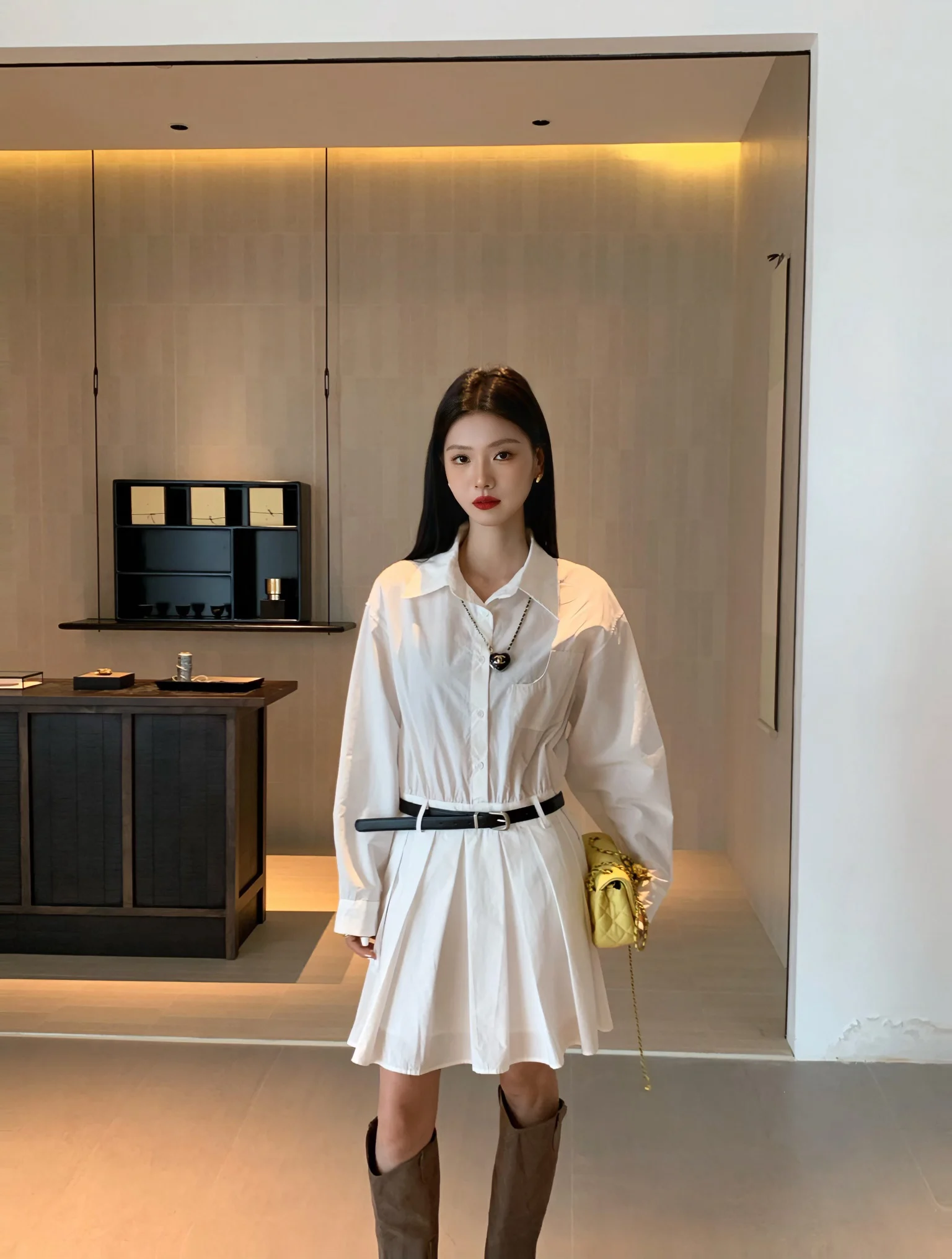 

UKILAU Ретро-корейская свободная юбка для женщин, новая модель ранней осени, с эффектом утяжки талии, плиссированная, для повседневной носки