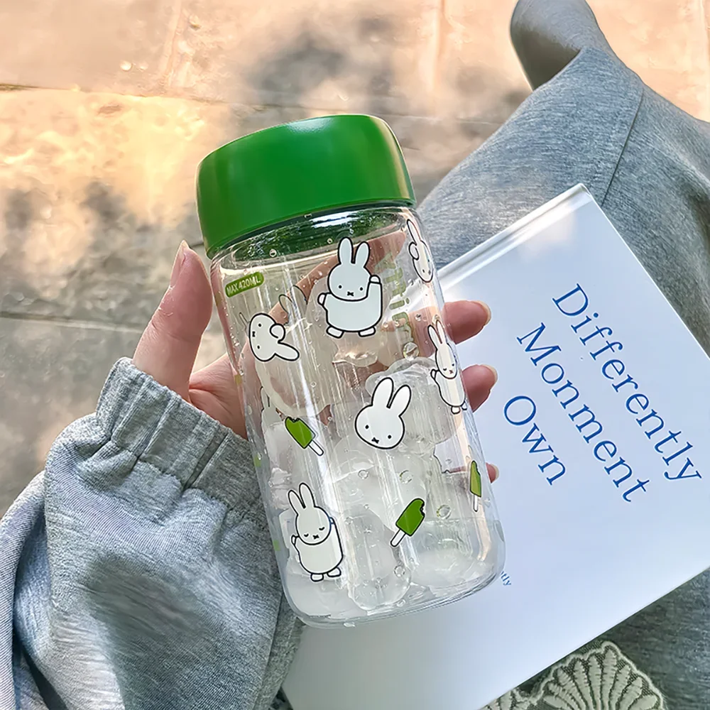 Miffy Cute Cartoon Rabbit Print Clear Plastic Portable Drinking Cup Summer Coffee Beverage Tumbler Stylish Simple Design