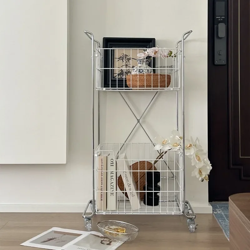 Ins Style Rolling Storage Cart Mobile Trolley for Snacks Toys 3-Tier Shelving Unit for Living Room Kitchen Utility Cart for Home