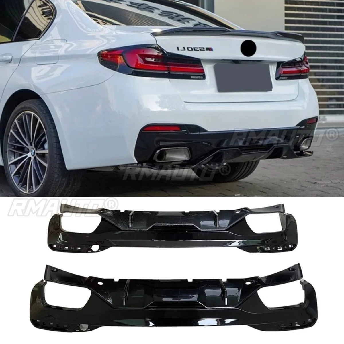 

Car Rear Bumper Spoiler Lip Diffuser Splitter Glossy Black Modification Part For BMW 5 Series G30 G38 2018+ Car Accessories