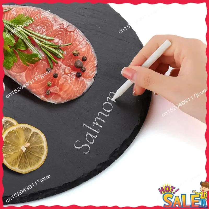 BOFO Slate Round Cheese Board, Natural Stone Tray For Serving Cheese, Charcuterie, Sushi, Appetizers, And Mor Easy Install