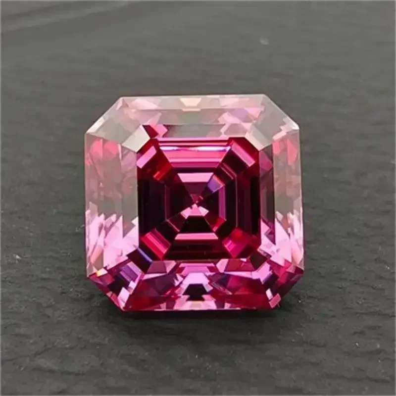 Moissanite Stone Pink Color Asscher Cut Gemstone Lab Grown Diamond Charms DIY Advanced Jewelry Making Materials With GRA Report image 2