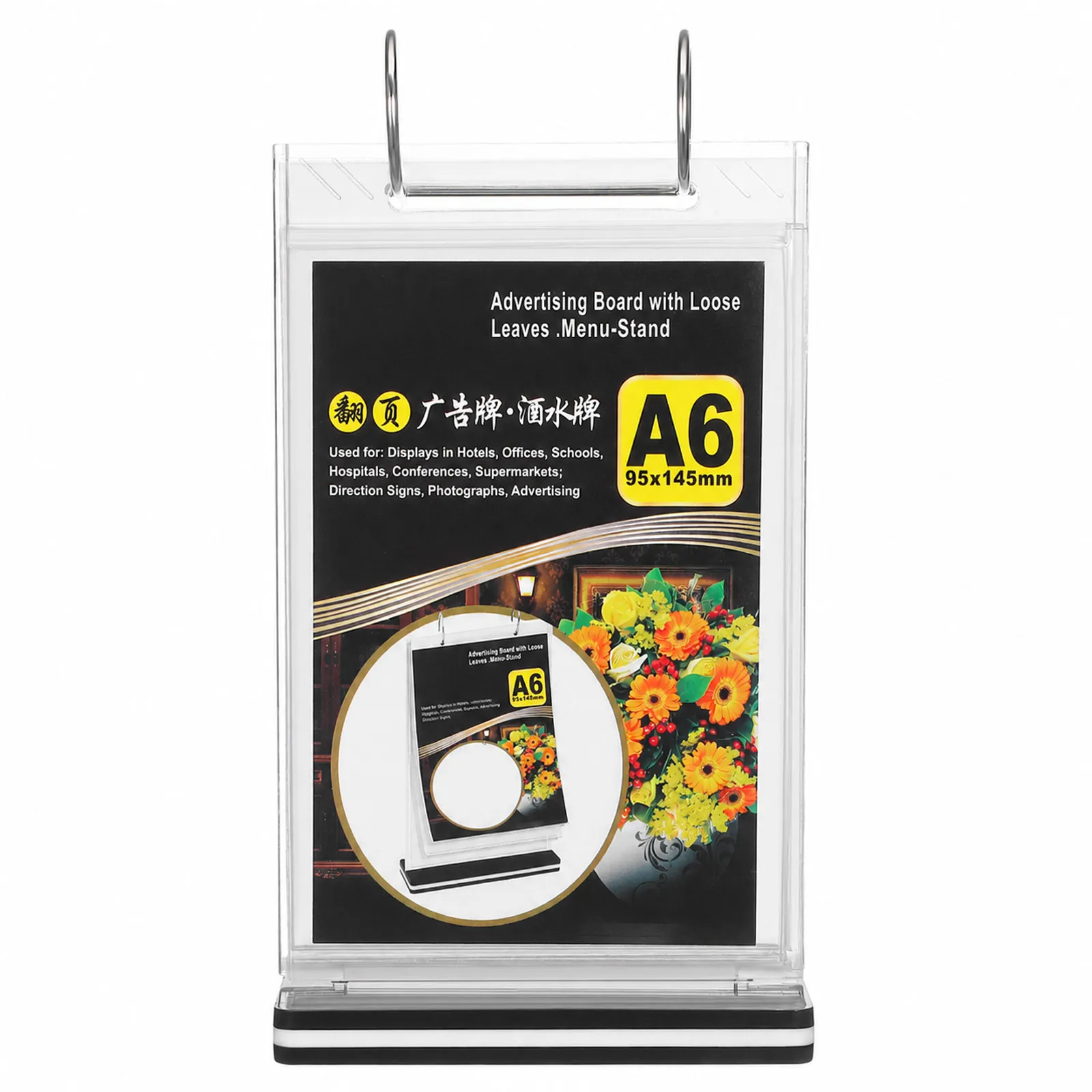 A6 Size Menu Display Stand PVC Material Smooth Safe Surface Stable Tabletop Menu Holder for Bars Cafes Shops Supermarkets