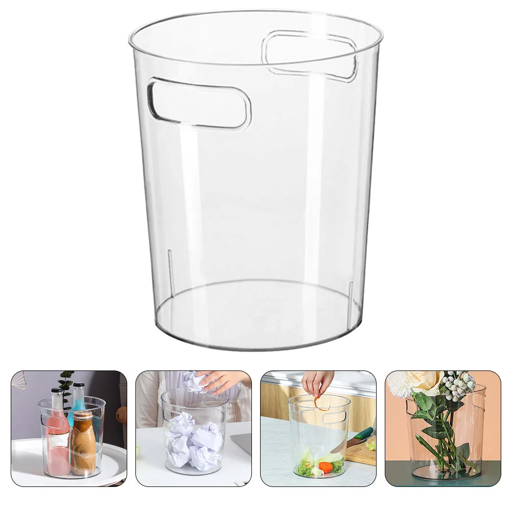 

Garbage Can Large Storage Bins Trash Household Transparent Rubbish Wastebasket Decorate for Home The Pet Office