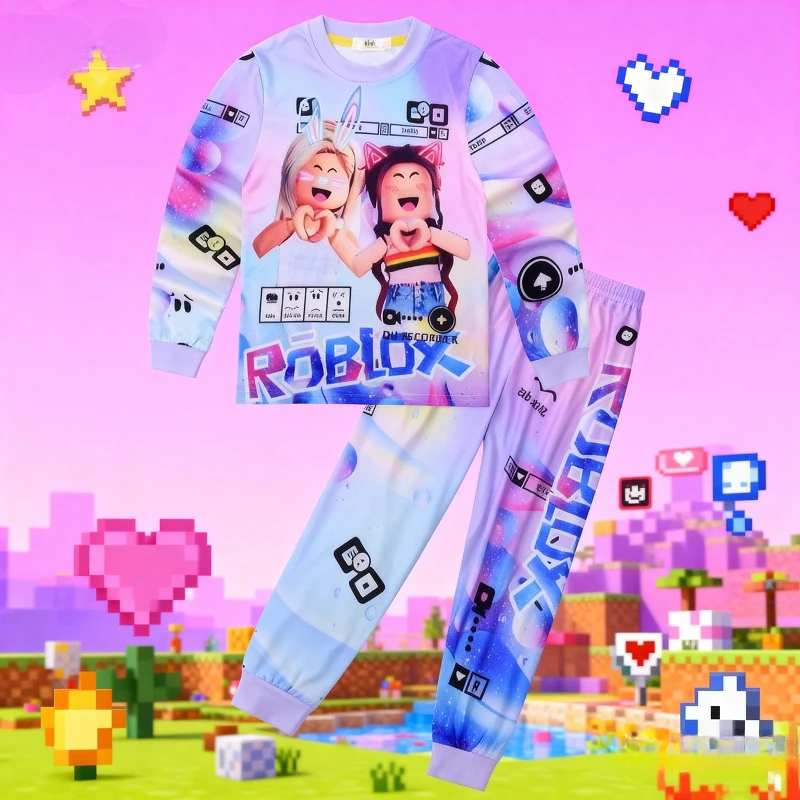 حار ROBLOX لعبة الخريف بيجامة شتوية مجموعة فتاة ملابس خاصة بأكمام طويلة السراويل المنزل المتسكعون منامة #2