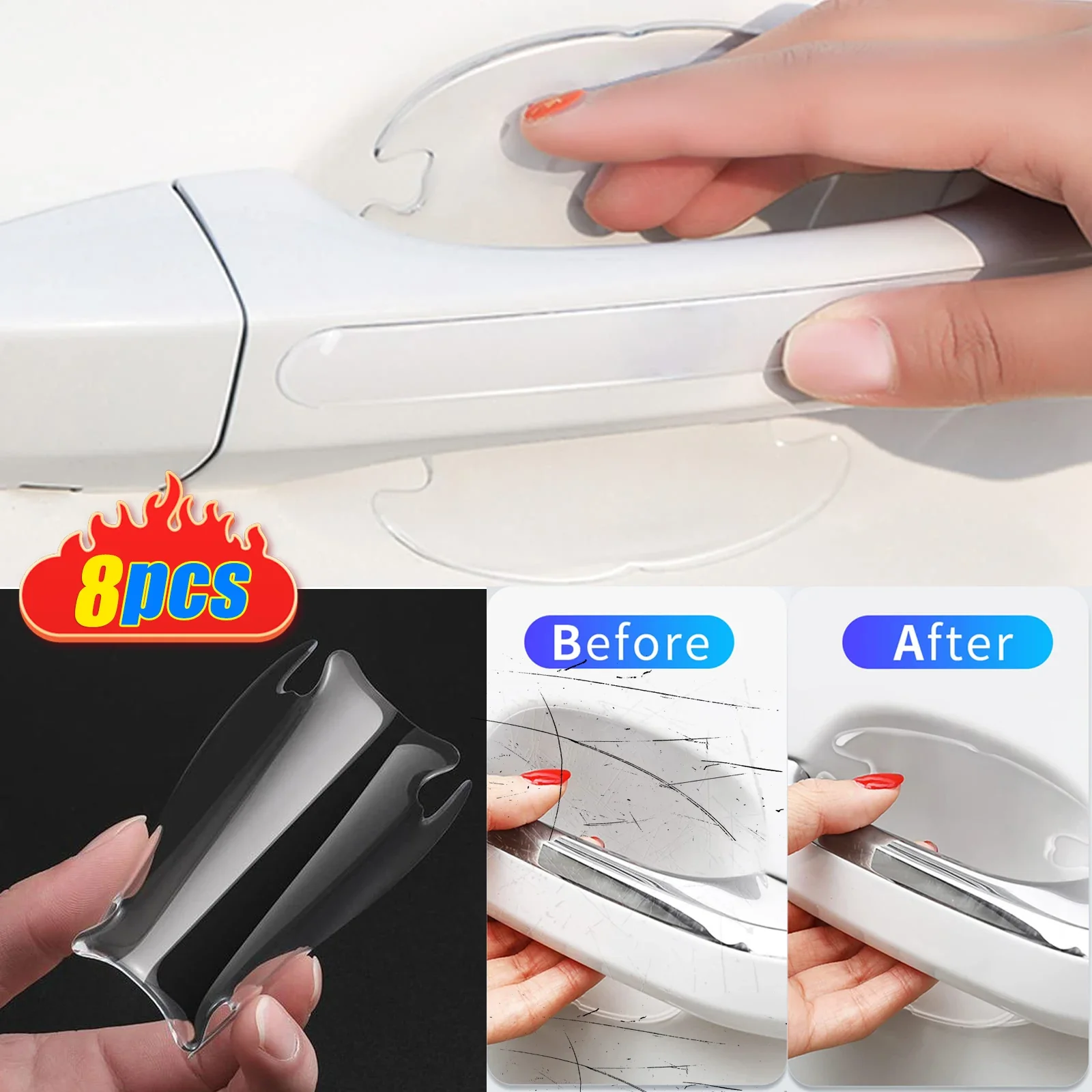 Universal Anti Scratch Car Door Handle Bowl Stickers Invisible Strips Anti-collision Transparent Scratch Protective Stickers