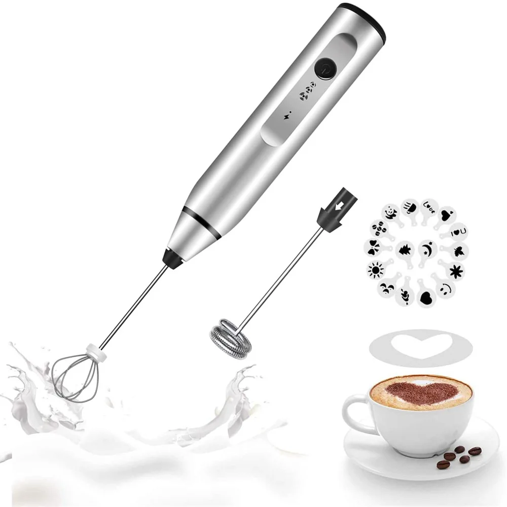 1/16PCS Manual Milk Frother Coffee Beater Rechargeable Whisk Drink Mixer Milk Foam Blender Egg Whisk Kitchen Accessories