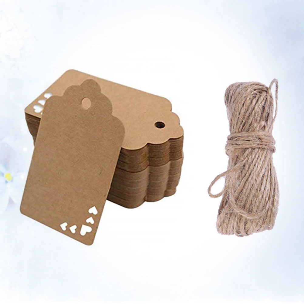

50pcs Love Heart Kraft Paper Tags Wavy Hollow Out Design Blank Hanging Tags For Diy Scrapbooking Decoupage Classroom Party