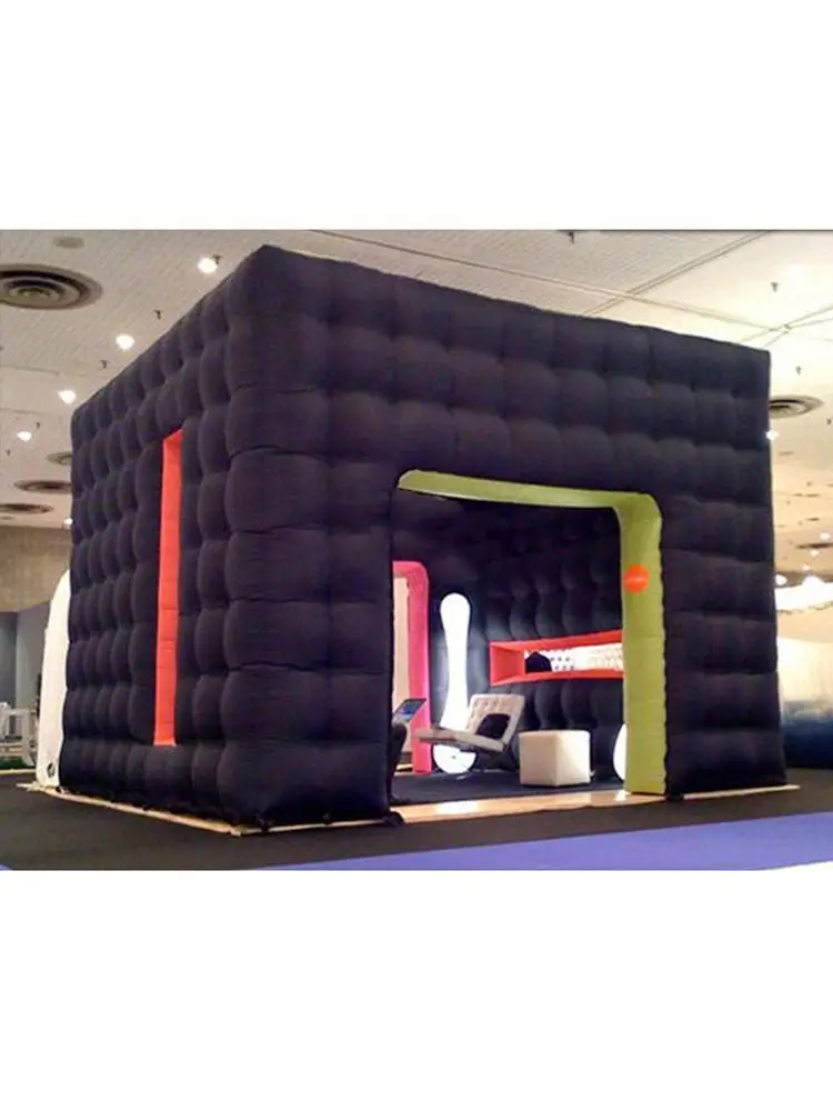 Customized Black Rubik Inflatable Cube Tent Large Event Showroom Wedding Party Marquee Giant Mobile Room Structure With Do