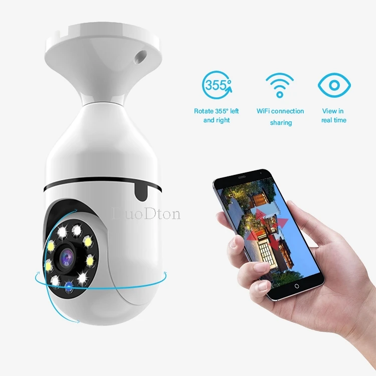 

4MP E27 HD Dual Lens Bulb Camera WiFi Surveillance Night Vision 360 PTZ Camera Human Tracking Indoor CCTV Security Monitor
