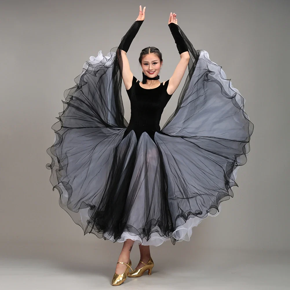 Ballroom Dance Costumes Practice Dance Velvet Dress Sleeveless Modern Waltz Tango Ballroom Dance Costumes Women's Flamenco Skirt