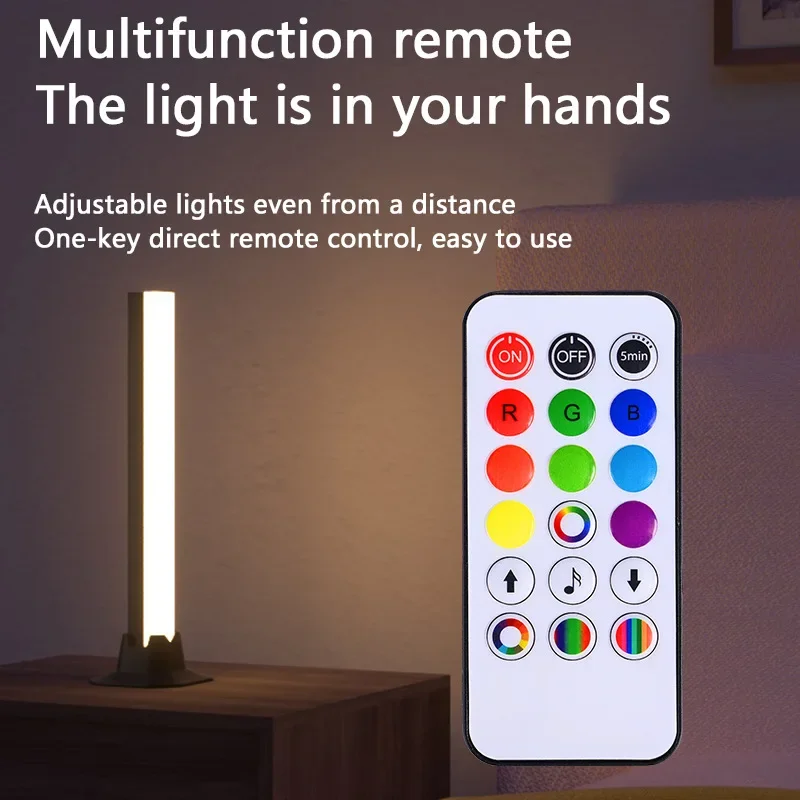 Imagem -03 - Xiaomi-barra de Luz Noturna Led Rgb Controle Remoto Inteligente Lâmpada de Ritmo Música Luz Ambiente Jogos Jogos Desktop Decoração Usb