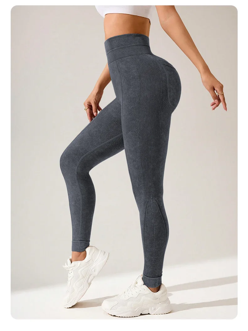 Damen Schnelltrocknende Yoga-Leggings mit Taschen, Hoher Taille, Po-Lifting-Effekt, Strukturierte Hüftformende Lauf- und Fitness-Sporthose – Detail 13